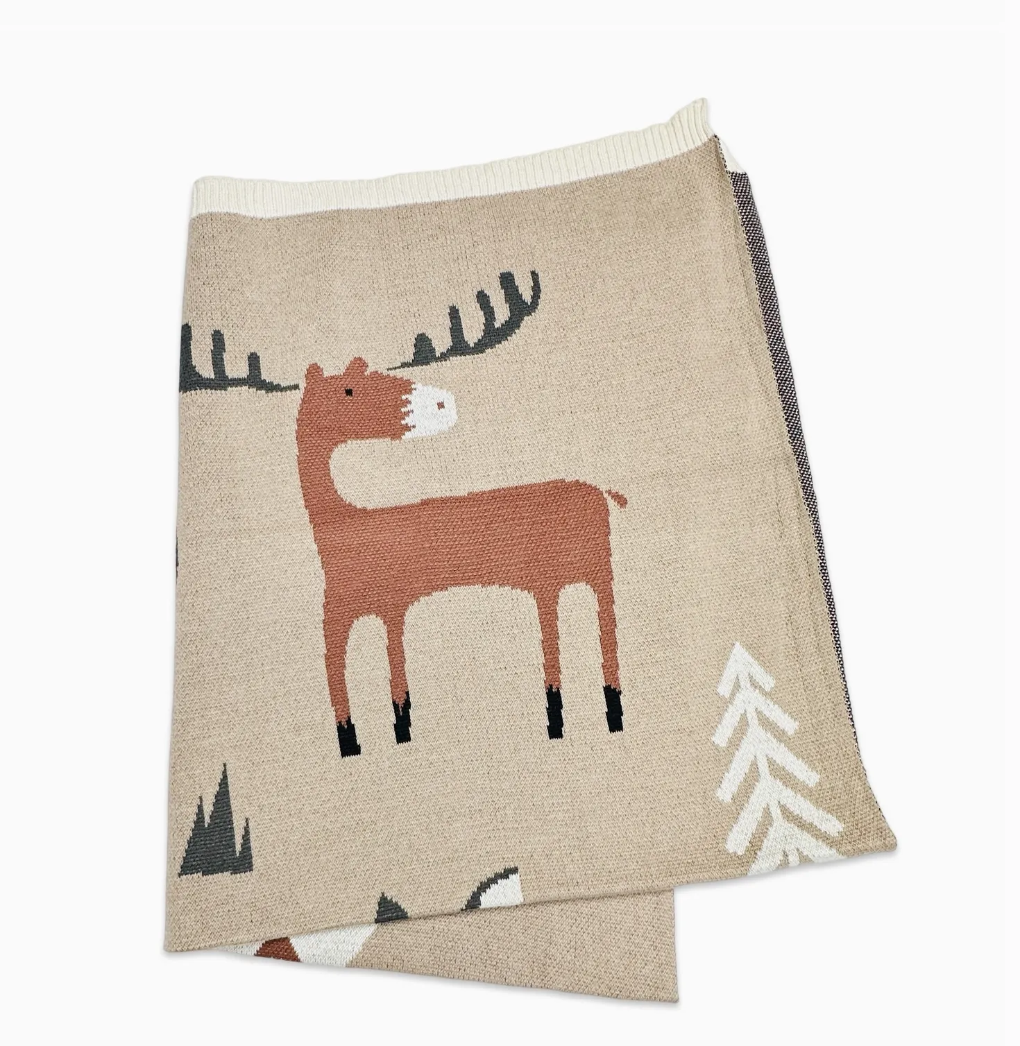 Woodland Bear - Organic Jacquard Sweater Knit Baby Blanket