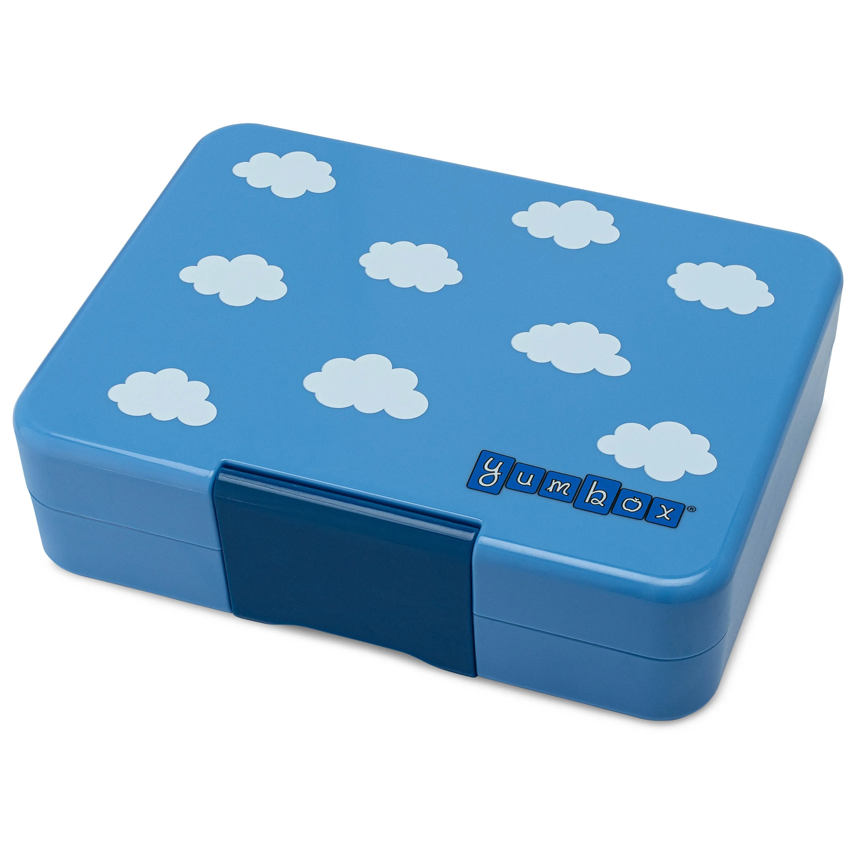 Yumbox Mini Snack 3-Compartment Lunch Box - Sky Blue Cloud Print External Cover with Rainbow Tray