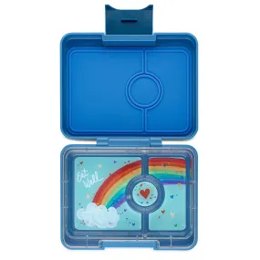 Yumbox Mini Snack 3-Compartment Lunch Box - Sky Blue Cloud Print External Cover with Rainbow Tray