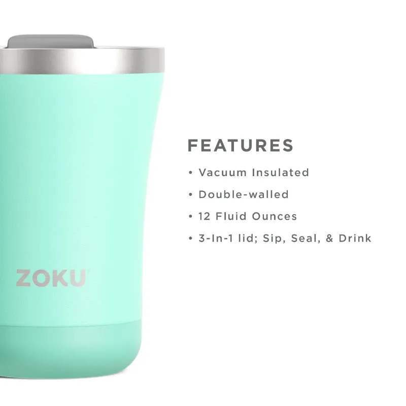 Zoku 3 in 1 Stainless Steel Vaccum Insulated Tumbler | Blue | 4 x 5 inches